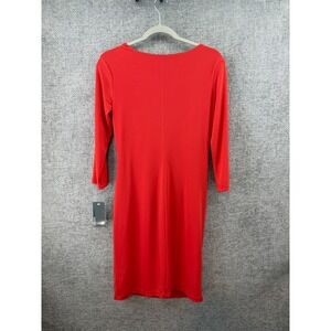 Donna Ricco Women's Size 6 Watermelon Red Cowl Neck Ruched Sheath Dress Classic